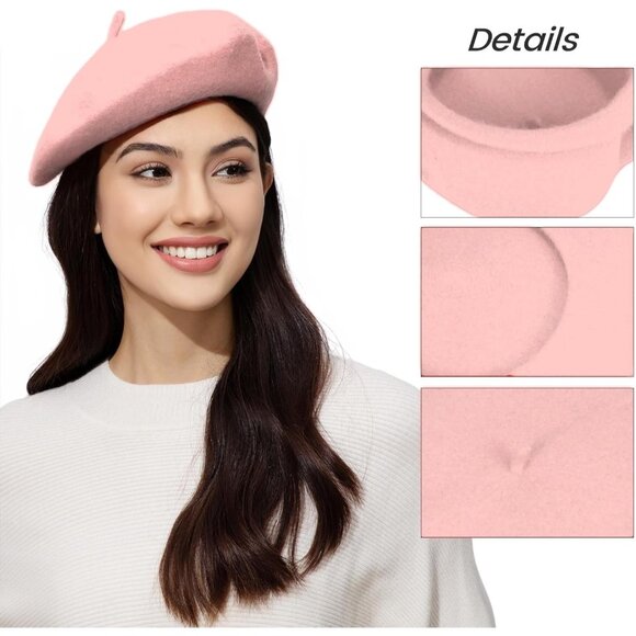 Wool Beret Hat Unisex French Classic Warm Winter Casual Fashion Accessory - Picture 4 of 6